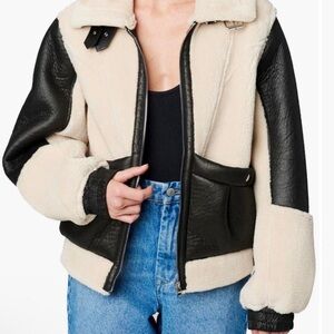 Blank NYC Black and Cream Teddy Jacket